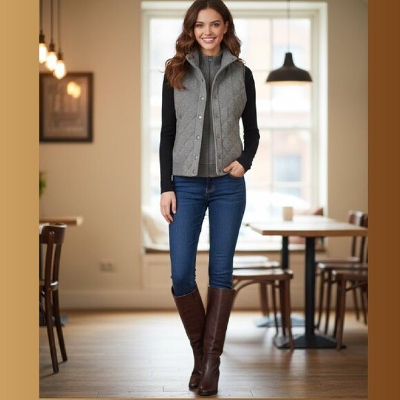 AEROPOSTALE Quilted Puffer Inner Zip and Snap Buttons Zip Pockets Vest Sz M - Picture 3 of 4